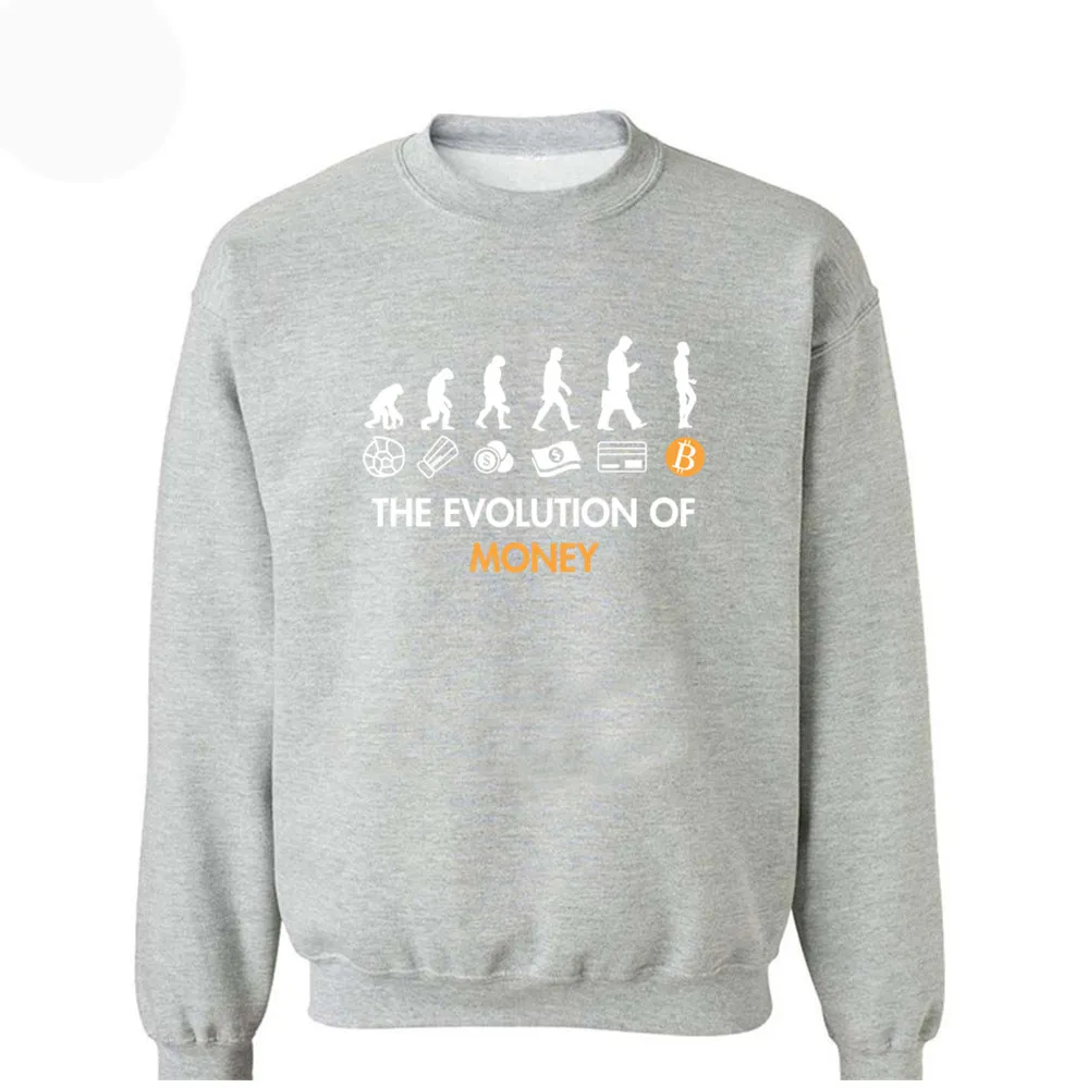 The Evolution Of Money Bitcoin Btc Crypto Cryptocurrency Blockchain Hoodies Men's Autumn Warm Fleece Hoodie Sweatshirt Hoody 2XL
