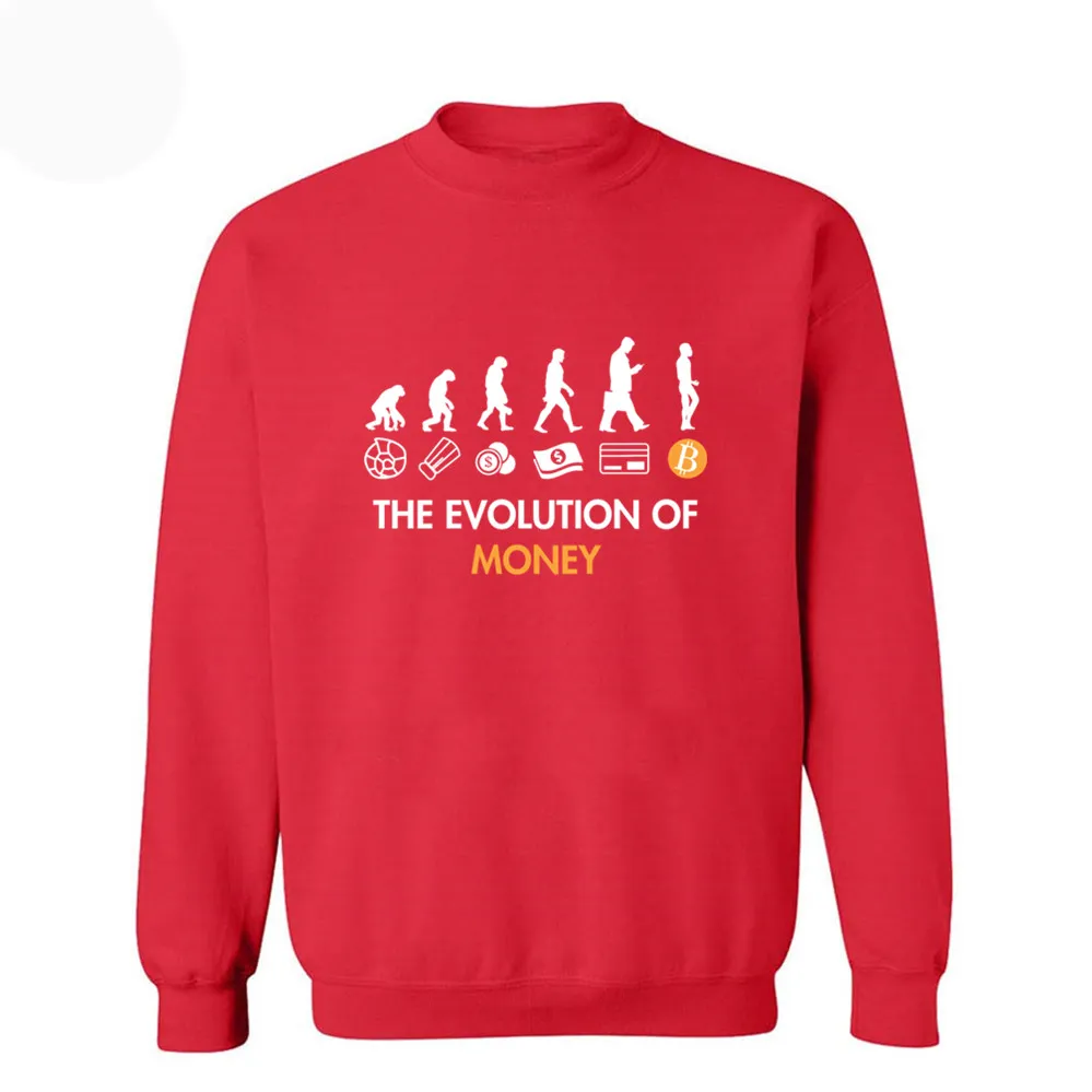 The Evolution Of Money Bitcoin Btc Crypto Cryptocurrency Blockchain Hoodies Men's Autumn Warm Fleece Hoodie Sweatshirt Hoody 2XL