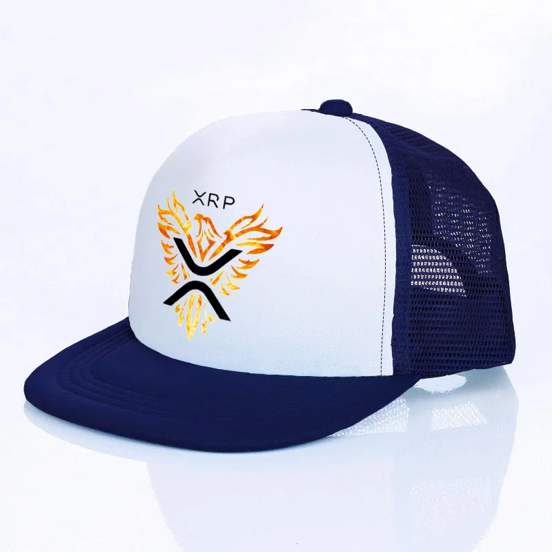 XRP Ripple Cryptocurrency Crypto Baseball Cap Bitcoin Coin Bank Eagle Wing Mesh Snapback Hats Astronaut Moon XRP Bill Hat YF171