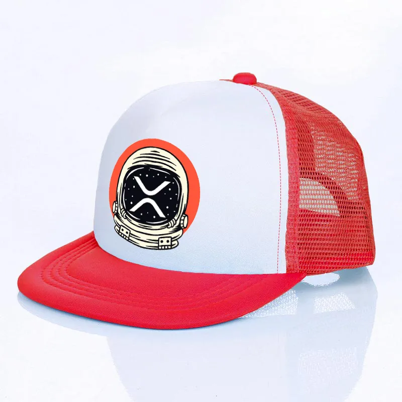 XRP Ripple Cryptocurrency Crypto Baseball Cap Bitcoin Coin Bank Eagle Wing Mesh Snapback Hats Astronaut Moon XRP Bill Hat YF171