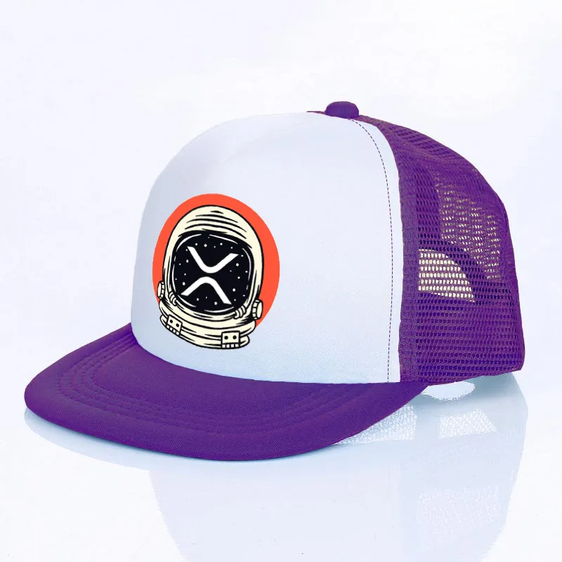XRP Ripple Cryptocurrency Crypto Baseball Cap Bitcoin Coin Bank Eagle Wing Mesh Snapback Hats Astronaut Moon XRP Bill Hat YF171